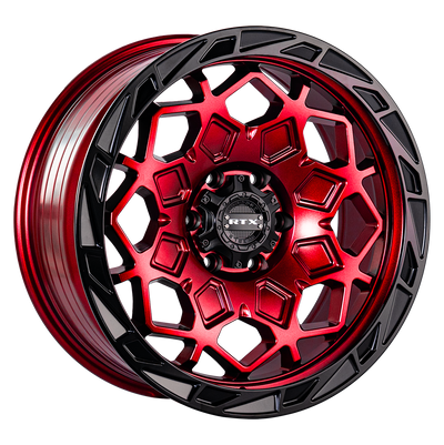 RTX Wheels - Spade - Candy Red Black Lip - 17" x 9", -15 Offset, 5x127 (Bolt pattern), 71.50mm HUB