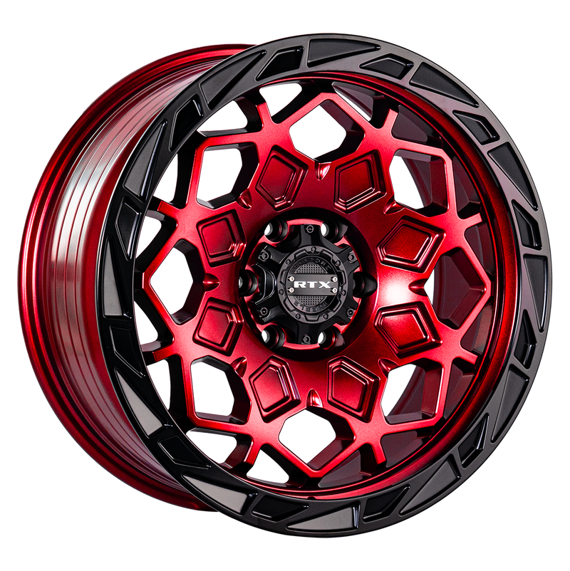 RTX Wheels - Spade - Candy Red Black Lip - 17" x 9", -15 Offset, 5x127 (Bolt pattern), 71.50mm HUB