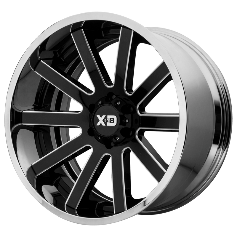 XD Series - XD200 HEIST - Black - Gloss Black Milled Center Chrome Lip - 20" x 12", -44 Offset, 5x127 (Bolt pattern), 72.56mm HUB