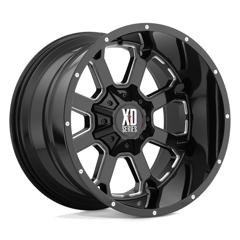 XD Series - XD825 BUCK 25 - Black - Gloss Black Milled - 20" x 10", -24 Offset, 5x127 (Bolt pattern), 78.3mm HUB