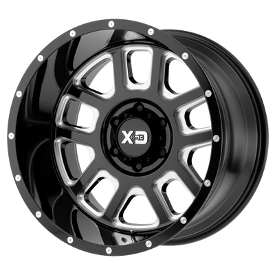 XD Series - XD828 DELTA - Black - Gloss Black Milled - 20" x 9", -12 Offset, 5x127 (Bolt pattern), 72.56mm HUB