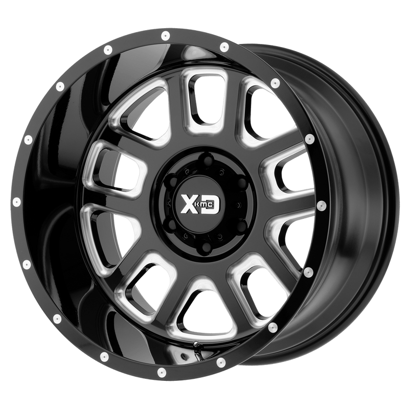 XD Series - XD828 DELTA - Black - Gloss Black Milled - 20" x 9", -12 Offset, 5x127 (Bolt pattern), 72.56mm HUB