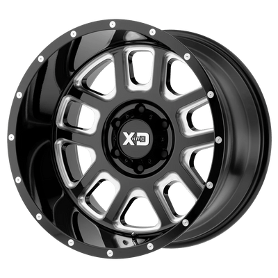 XD Series - XD828 DELTA - Black - Gloss Black Milled - 20" x 9", -12 Offset, 5x127 (Bolt pattern), 72.6mm HUB