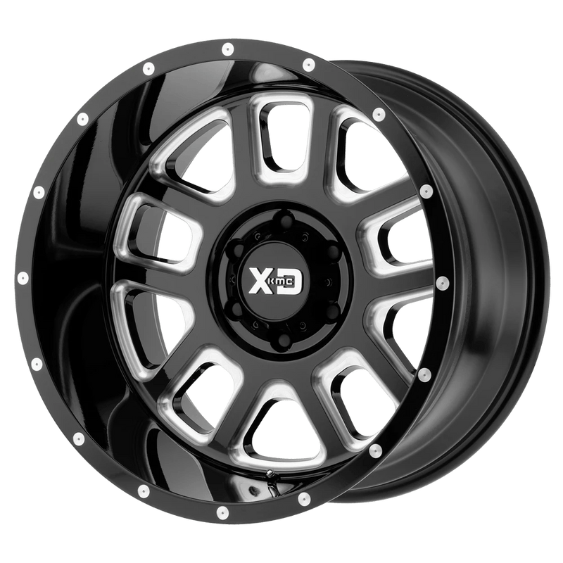 XD Series - XD828 DELTA - Black - Gloss Black Milled - 20" x 9", -12 Offset, 5x127 (Bolt pattern), 72.6mm HUB