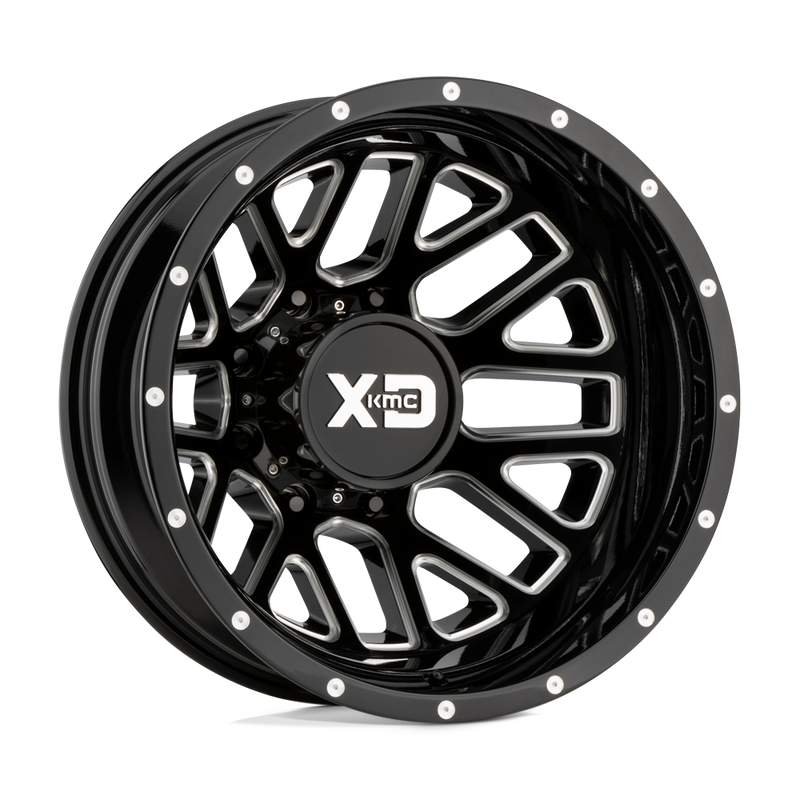XD Series - XD843 GRENADE DUALLY - Black - Gloss Black Milled - 17" x 6.5", -155 Offset, 8x210 (Bolt pattern), 154.3mm HUB
