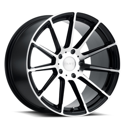 Ruff - RS2 - Black - Gloss Black with Machined Face - 18" x 10", 25 Offset, 5x114.3 (Bolt Pattern), 72.1mm HUB