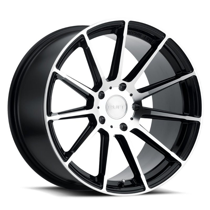 Ruff - RS2 - Black - Gloss Black with Machined Face - 18" x 10", 25 Offset, 5x114.3 (Bolt Pattern), 72.1mm HUB