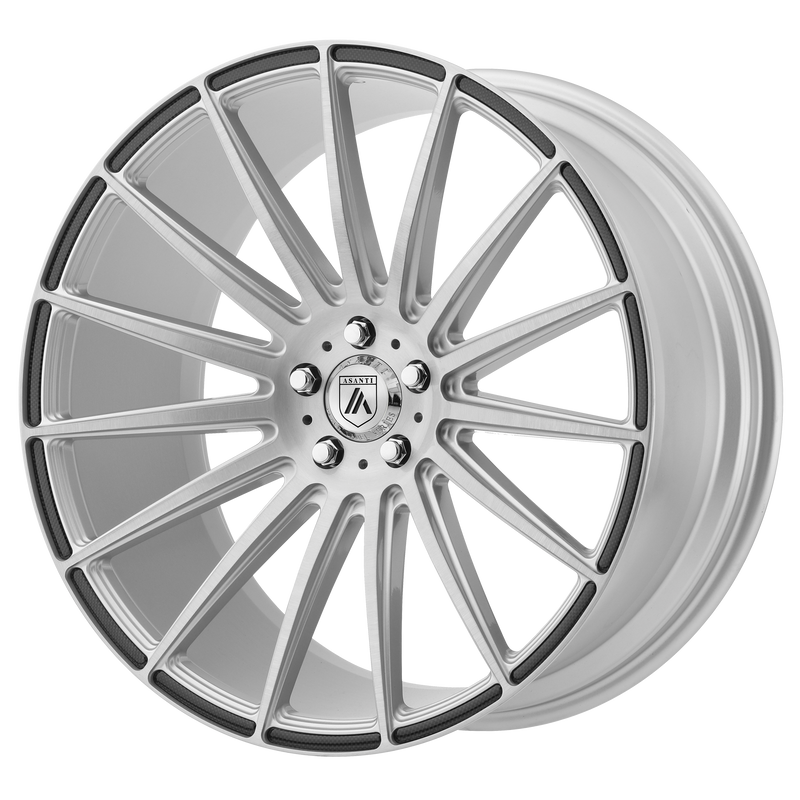 Asanti Black - ABL-14 POLARIS - Silver - BRUSHED SILVER CARBON FIBER INSERT - 20" x 9", 35 Offset, 5x114.3 (Bolt Pattern), 72.56mm HUB