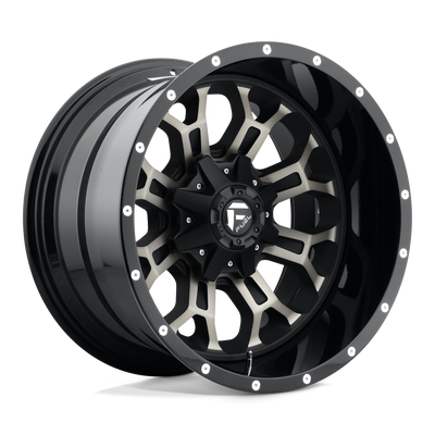 Fuel - D561 CRUSH - Black - GLOSS MACHINED DOUBLE DARK TINT - 20" x 10", -18 Offset, 5x139.7/150 (Bolt Pattern), 110.1mm HUB