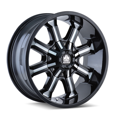 Mayhem - BEAST - Black - BLACK/MILLED SPOKES - 20" x 9", 0 Offset, 8x165.1/170 (Bolt Pattern), 130.8mm HUB