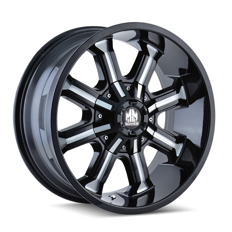 Mayhem - BEAST - Black - BLACK/MILLED SPOKES - 20" x 9", 0 Offset, 8x165.1/170 (Bolt Pattern), 130.8mm HUB