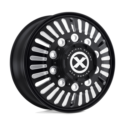 ATX - AO403 ROULETTE - Black - SATIN BLACK MILLED - 22.5" x 8.25", 144 Offset, 10x285.75 (Bolt Pattern), 220.1mm HUB