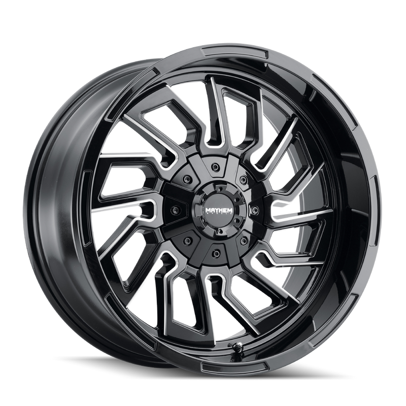 Mayhem - FLYWHEEL - Black - GLOSS BLACK/MILLED SPOKES - 20" x 10", -19 Offset, 8x165.1 (Bolt Pattern), 125.2mm HUB