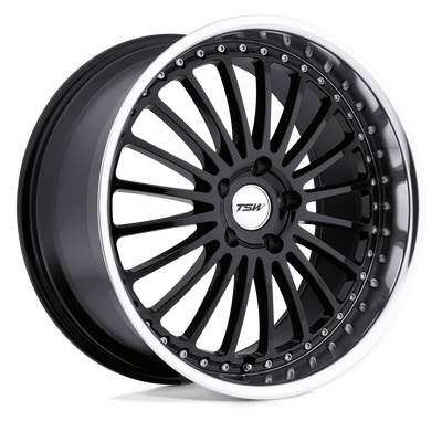 TSW Wheels - SILVERSTONE - Black - GLOSS BLACK WITH MIRROR CUT LIP - 18" x 8", 40 Offset, 5x114.3 (Bolt Pattern), 76.1mm HUB