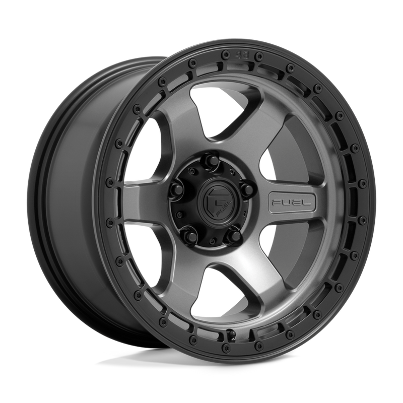 Fuel - D752 BLOCK - Gunmetal - MATTE GUNMETAL WITH BLACK RING - 17" x 9", 1 Offset, 6x120 (Bolt Pattern), 67.1mm HUB