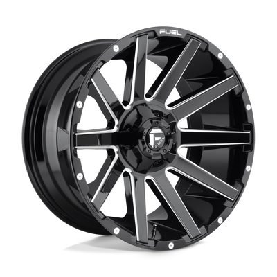 Fuel - D615 CONTRA - Black - GLOSS BLACK MILLED - 20" x 9", 2 Offset, 6x135/139.7 (Bolt Pattern), 106.1mm HUB