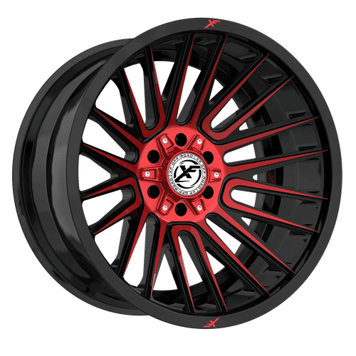 XF Off-Road - XF-234 - Black - Black Machined Red - 22" x 12", -44 Offset, 8x165.1/170 (Bolt pattern), 125.2mm HUB