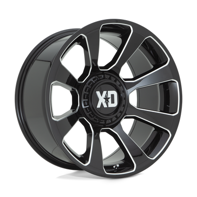 XD Series - XD854 REACTOR - Black - GLOSS BLACK MILLED - 20" x 9", 0 Offset, 5x127/139.7 (Bolt Pattern), 78.1mm HUB
