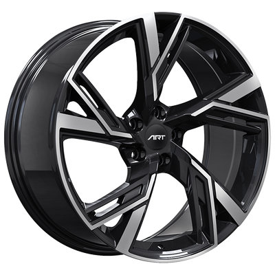 ART - Replica 230 - Black - Gloss Black - Machined Face - 22" x 9.5", 25 Offset, 5x112 (Bolt Pattern), 66.5mm HUB