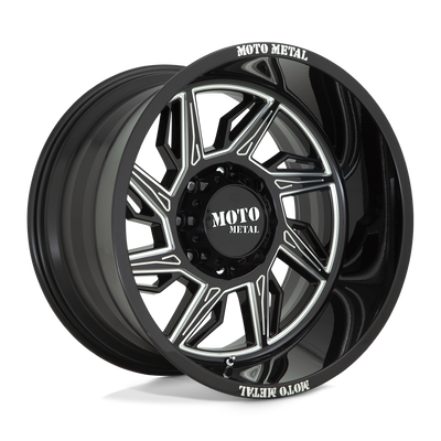 Moto Metal - MO997 HURRICANE - Black - GLOSS BLACK MILLED - LEFT DIRECTIONAL - 20" x 12", -44 Offset, 5x127 (Bolt Pattern), 71.5mm HUB