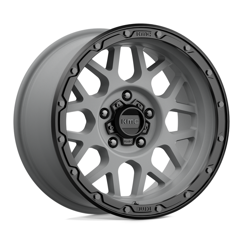 KMC Wheels - KM535 GRENADE OFF-ROAD - Gunmetal - MATTE GRAY MATTE BLACK LIP - 17" x 9", -12 Offset, 5x127 (Bolt Pattern), 78.1mm HUB