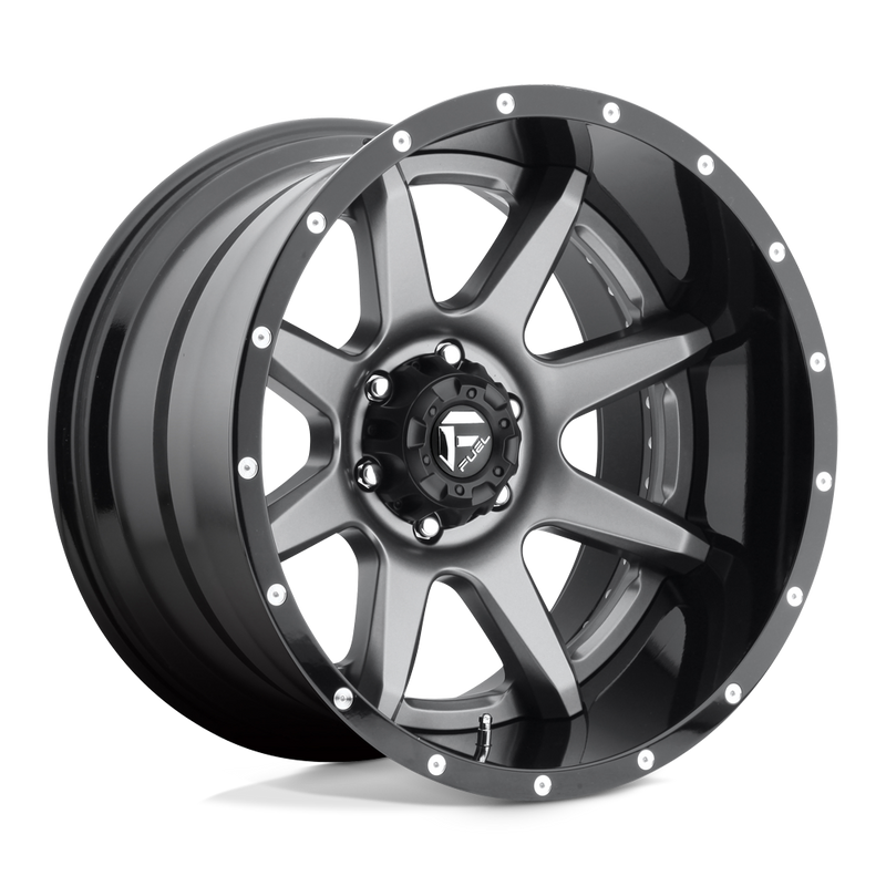 Fuel - D238 RAMPAGE - Gunmetal - MATTE GUN METAL BLACK LIP - 22" x 10", -11 Offset, 6x135 (Bolt Pattern), 87.1mm HUB