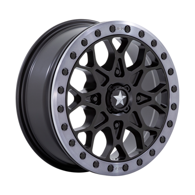 MSA Offroad Wheels - M48 PORTAL BEADLOCK - Black - SATIN BLACK WITH GRAY TINT RING - 15" x 6", 38 Offset, 4x137 (Bolt Pattern), 86mm HUB