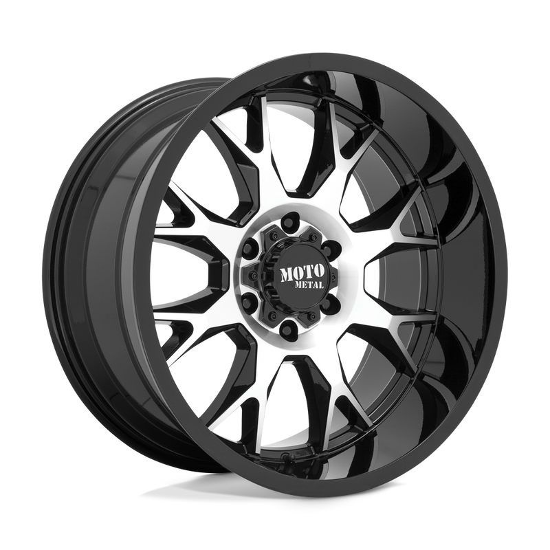 Moto Metal - MO806 - Black - GLOSS BLACK MACHINED - 20" x 10", -18 Offset, 8x180 (Bolt Pattern), 124.2mm HUB