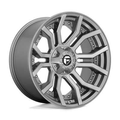 Fuel - D713 RAGE PLATINUM - Gunmetal - BRUSHED GUN METAL TINTED CLEAR - 22" x 10", -18 Offset, 8x165.1 (Bolt Pattern), 125.1mm HUB