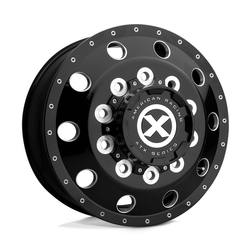 ATX - AO405 TREX - Black - GLOSS BLACK MILLED - 24.5" x 8.25", 144 Offset, 10x285.75 (Bolt Pattern), 220.1mm HUB