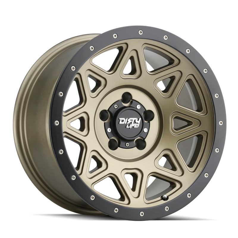 Dirty Life - THEORY - Gold - MATTE GOLD WITH MATTE BLACK LIP - 18" x 9", 0 Offset, 6x139.7 (Bolt Pattern), 106mm HUB