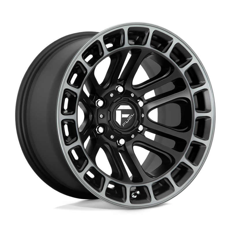 Fuel - D720 HEATER - Black - MATTE BLACK DOUBLE DARK TINT MACHINED - 20" x 9", 1 Offset, 6x139.7 (Bolt Pattern), 106.1mm HUB