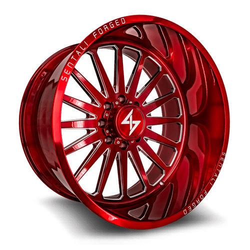 Sentali - Forged SF-2 - Red Milled - 28" x 16", -99 Offset, 8x165.1 (Bolt pattern), 125.2mm HUB