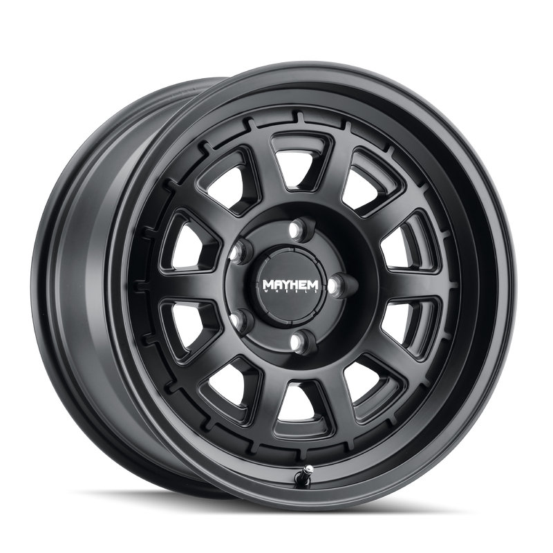 Mayhem - VOYAGER - Black - MATTE BLACK - 17" x 8", 38 Offset, 5x114.3 (Bolt Pattern), 72.6mm HUB