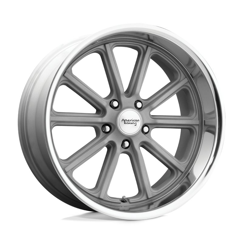 American Racing Vintage - VN507 RODDER - Grey - Vintage Silver Diamond Cut Lip - 20" x 8", 0 Offset, 5x114.3 (Bolt Pattern), 72.6mm HUB