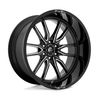 Fuel - D761 CLASH - Black - GLOSS BLACK MILLED - 24" x 12", -44 Offset, 6x139.7 (Bolt Pattern), 106.1mm HUB