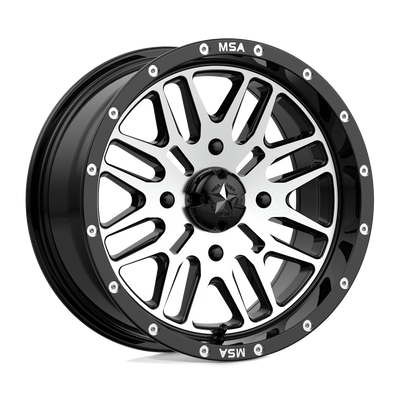 MSA Offroad Wheels - M38 BRUTE - Black - GLOSS BLACK MACHINED - 15" x 7", 10 Offset, 4x156 (Bolt Pattern), 132mm HUB