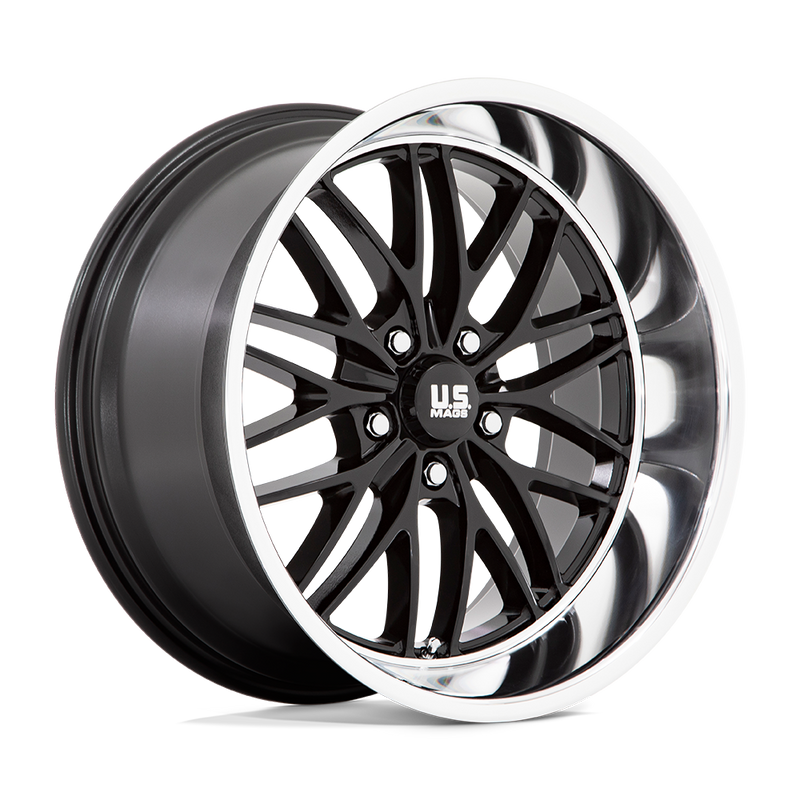 US Mag - U138 SANTA CRUZ - Black - GLOSS BLACK WITH DIAMOND CUT LIP - 20" x 8.5", 6 Offset, 5x127 (Bolt Pattern), 78.1mm HUB