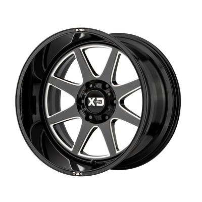 XD Series - XD844 PIKE - Black - GLOSS BLACK MILLED - 22" x 12", -44 Offset, 8x165.1 (Bolt Pattern), 125.1mm HUB