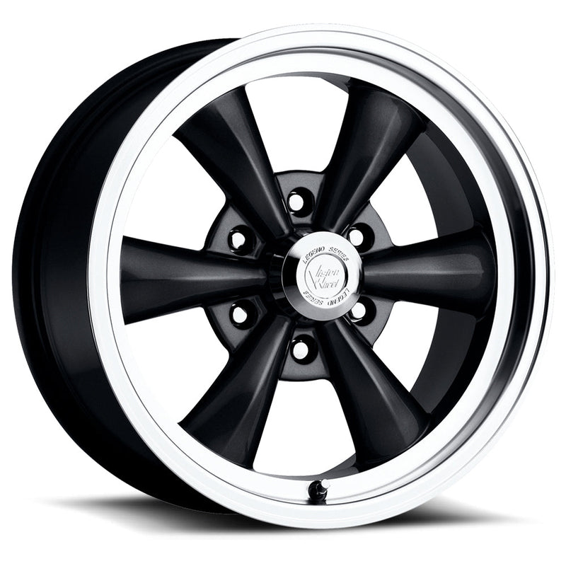 Vision Wheel American Muscle - 141 LEGEND 6 - Black - Gloss Black Machined Lip - 17" x 8", 19 Offset, 6x139.7 (Bolt Pattern), 78.1mm HUB