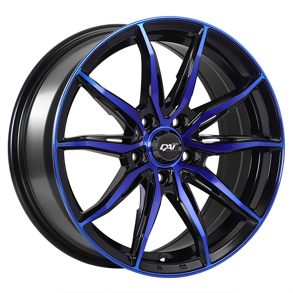 Dai Alloys - FRANTIC - Black - Gloss Black - Machined Face - Blue Face - 16" x 7", 39 Offset, 5x114.3 (Bolt Pattern), 67.1mm HUB