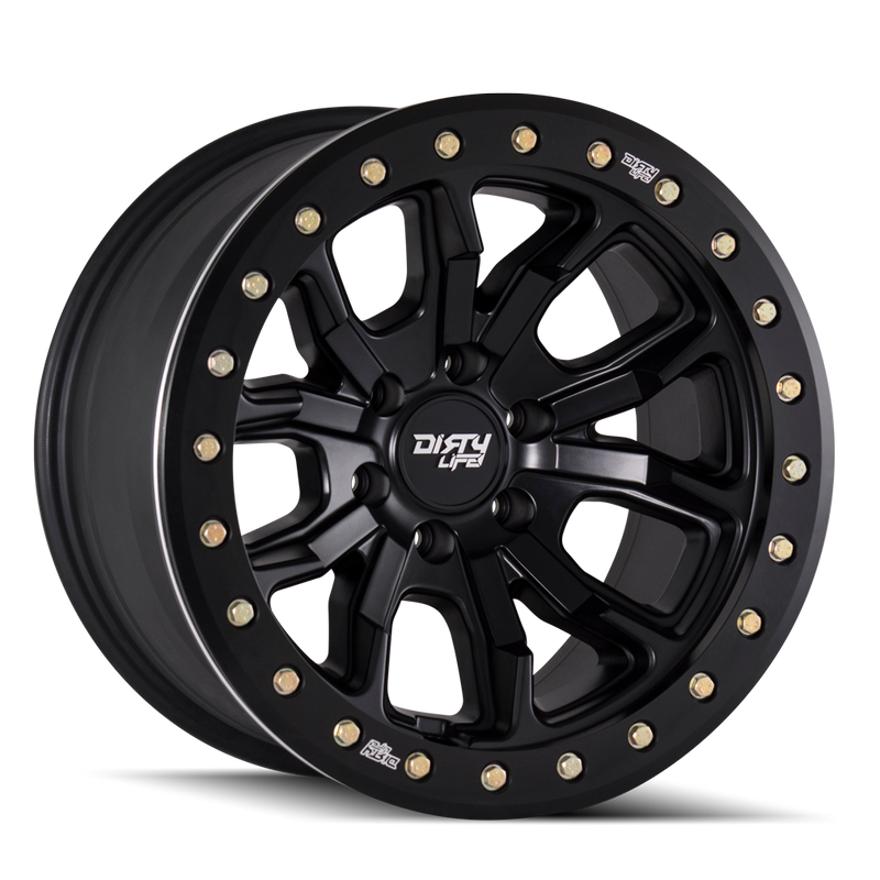 Dirty Life - DT-1 - Black - MATTE BLACK WITH SIMULATED RING - 20" x 9", 0 Offset, 5x127 (Bolt Pattern), 78.1mm HUB