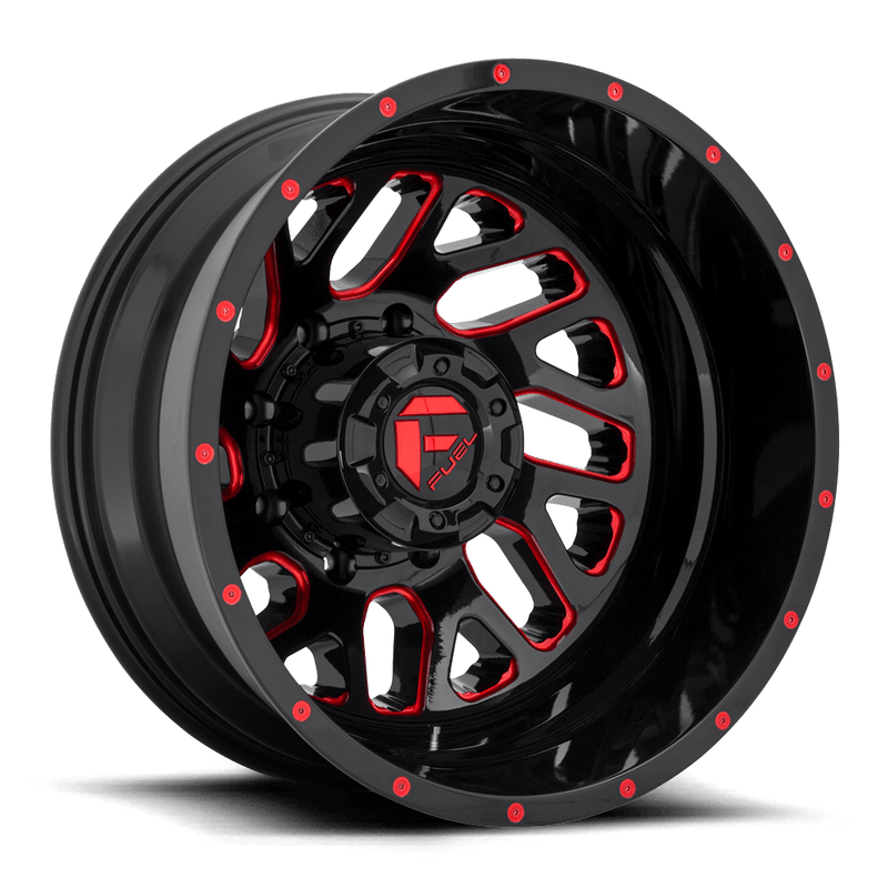 Fuel - D656 TRITON - Black - GLOSS BLACK RED TINTED CLEAR - 20" x 8.25", -221 Offset, 8x210 (Bolt Pattern), 154.3mm HUB