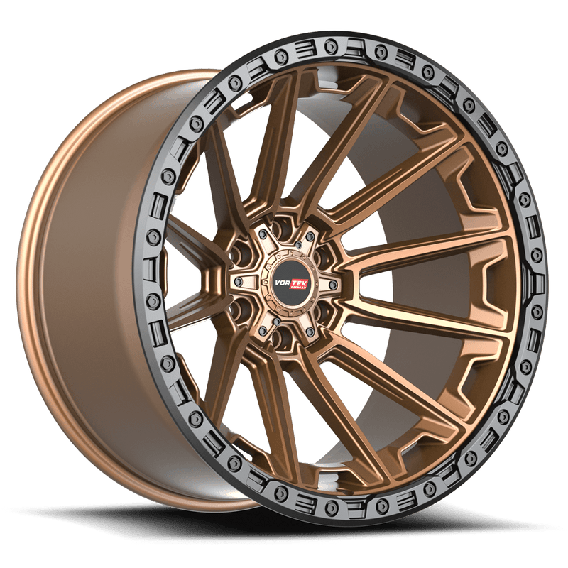 Vortek Offroad - VRT-601 - Bronze - Matte Bronze with Black Bead Ring - 17" x 9", 0 Offset, 6x135/139.7 (Bolt pattern), 106.10mm HUB