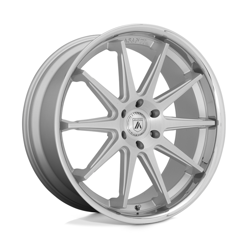 Asanti Black - ABL-29 EMPEROR - Silver - BRUSHED SILVER WITH CHROME LIP - 22" x 10", 30 Offset, 6x139.7 (Bolt Pattern), 100.3mm HUB