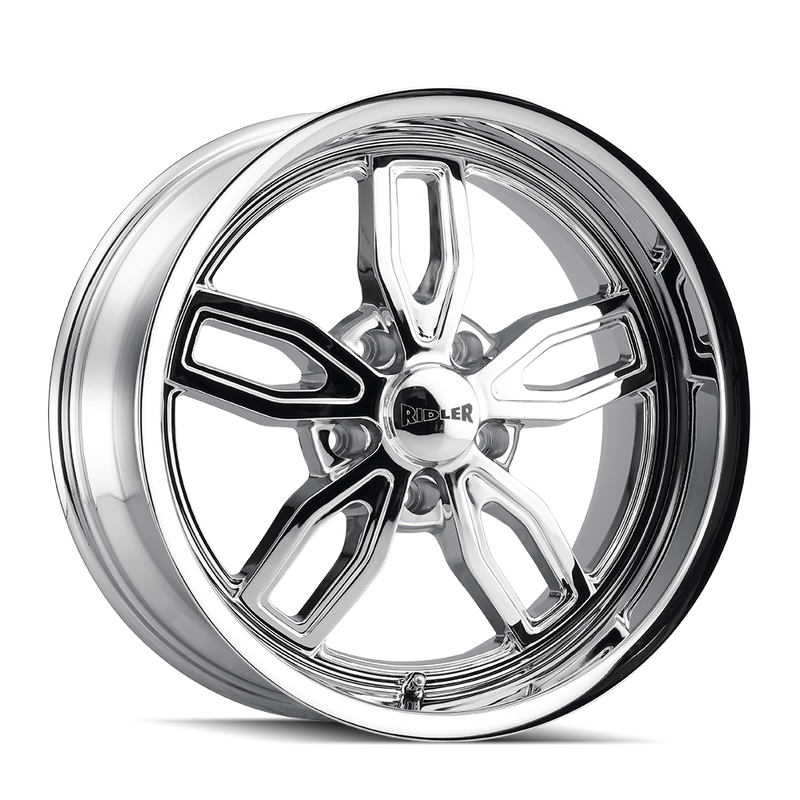 Ridler - 608 - Chrome - CHROME - 20" x 8.5", 0 Offset, 5x120.65 (Bolt Pattern), 72.6mm HUB