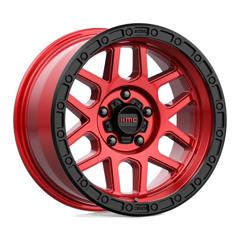 KMC Wheels - KM544 MESA - CANDY RED WITH BLACK LIP - 17" x 9", -12 Offset, 5x127 (Bolt Pattern), 71.5mm HUB