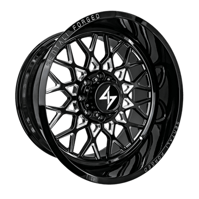 Sentali - Forged SF-5 - Black - Gloss Black Milled - 26" x 16", -99 Offset, 5x139.7 (Bolt pattern), 77.8mm HUB