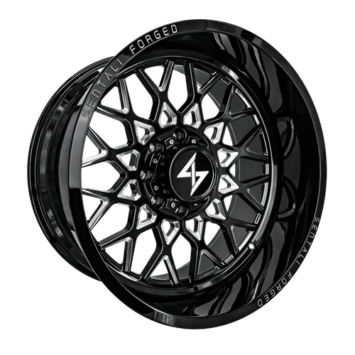 Sentali - Forged SF-5 - Black - Gloss Black Milled - 26" x 16", -99 Offset, 5x127 (Bolt pattern), 71.5mm HUB