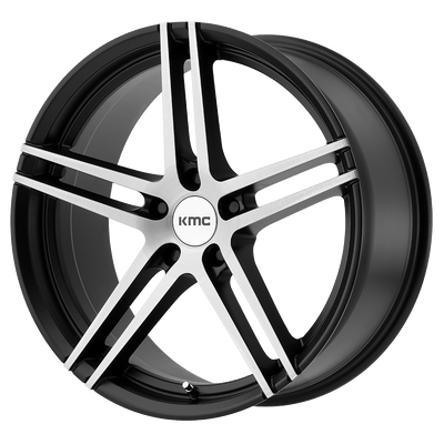 KMC Wheels - KM703 MONOPHONIC - Black - Satin Black Brushed - 18" x 9.5", 45 Offset, 5x114.3 (Bolt Pattern), 72.6mm HUB